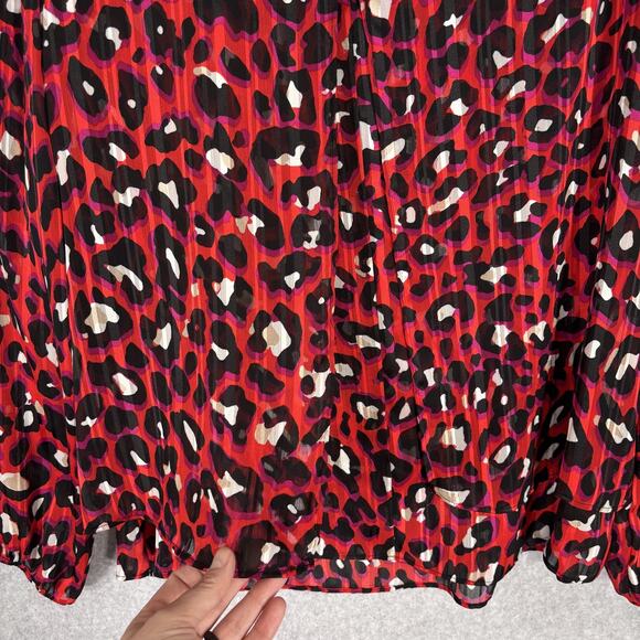 Anne Klein Blouse Small Leopard Sheer Layered Flowy Metallic Maximalist Twee - Picture 10 of 13